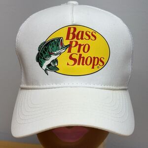 Bass Pro Shops All White Trucker Hat Mesh Snapback Adjustable